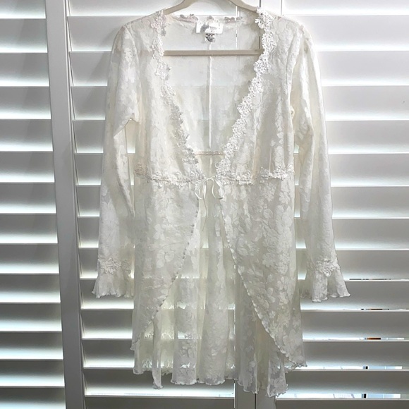 CLAIRE PETTIBONE BLOSSOM 2 size large lace intimates heirloom lingerie Robe - Picture 1 of 14